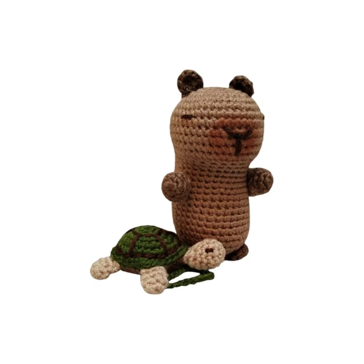 Crochet Capybara with Turtle Backpack
