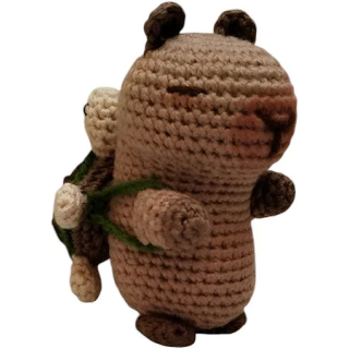 Crochet Capybara with Turtle Backpack